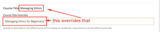 Override Course Title